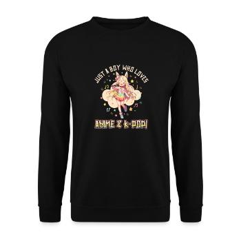 Juste un garçon qui aime l’anime et la K-Pop - Sweat-shirt Unisexe - noir - Devant - Alina (178cm) & Michal (187cm)