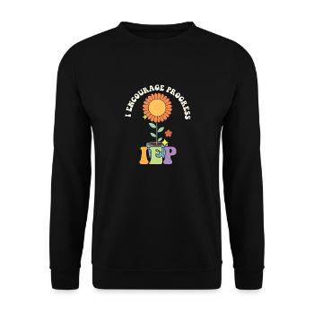 Groovy I Encourage Progress ABA Therapist Sped - Unisex Pullover - Schwarz - Vorne - Alina (178cm) & Michal (187cm)