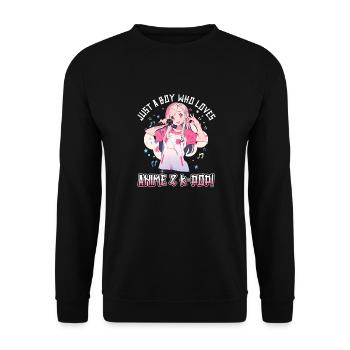 Juste un garçon qui aime l’anime et la K-Pop - Sweat-shirt Unisexe - noir - Devant - Alina (178cm) & Michal (187cm)