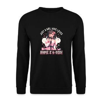 Juste une fille qui aime l’anime et la K-Pop - Sweat-shirt Unisexe - noir - Devant - Alina (178cm) & Michal (187cm)