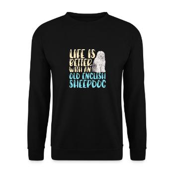 Vieux chien de berger anglais Sheepie Bobtail - Sweat-shirt Unisexe - noir - Devant - Alina (178cm) & Michal (187cm)