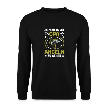 Opa Angeln Hecht Karpfen Kinder - Unisex Pullover - Schwarz - Vorne - Alina (178cm) & Michal (187cm)