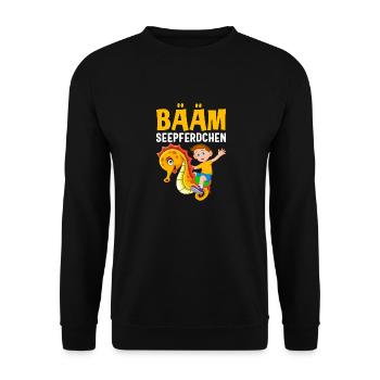 BÄÄM Seepferdchen - Unisex Pullover - Schwarz - Vorne - Alina (178cm) & Michal (187cm)