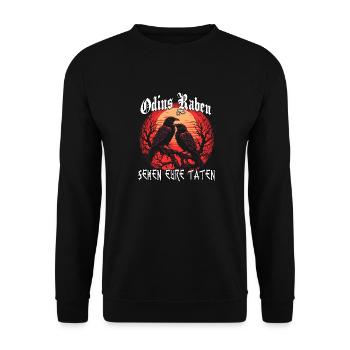 Hugin Munin T-Shirt | Wikinger Raben | Odins Raben - Unisex Pullover - Schwarz - Vorne - Alina (178cm) & Michal (187cm)