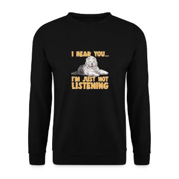 Vieux chien de berger anglais Sheepie Bobtail - Sweat-shirt Unisexe - noir - Devant - Alina (178cm) & Michal (187cm)