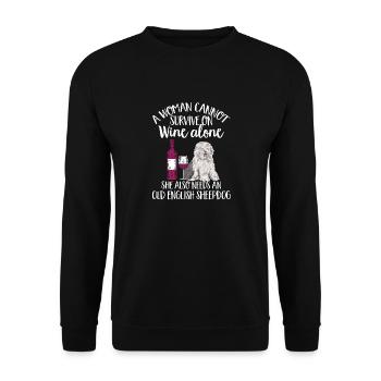 Vieux chien de berger anglais Sheepie Bobtail - Sweat-shirt Unisexe - noir - Devant - Alina (178cm) & Michal (187cm)