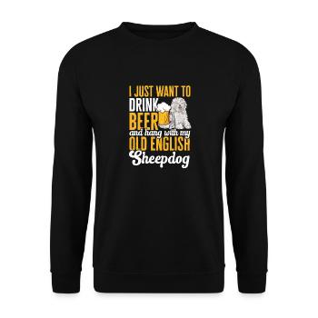 Vieux chien de berger anglais Sheepie Bobtail - Sweat-shirt Unisexe - noir - Devant - Alina (178cm) & Michal (187cm)