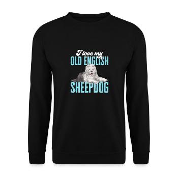 Vieux chien de berger anglais Sheepie Bobtail - Sweat-shirt Unisexe - noir - Devant - Alina (178cm) & Michal (187cm)