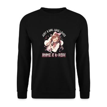 Juste une fille qui aime l’anime et la K-Pop - Sweat-shirt Unisexe - noir - Devant - Alina (178cm) & Michal (187cm)
