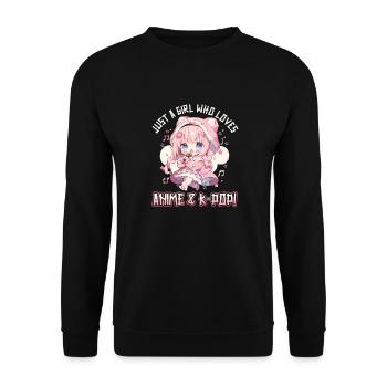 Juste une fille qui aime l’anime et la K-Pop - Sweat-shirt Unisexe - noir - Devant - Alina (178cm) & Michal (187cm)