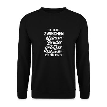 Geschwister Brüder Bruder Schwester - Unisex Pullover - Schwarz - Vorne - Alina (178cm) & Michal (187cm)