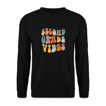 Second Grade Vibes Back To School Groovy School - Unisex Sweatshirt - black - Front - Alina (178cm) & Michal (187cm)