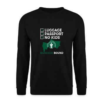 Luggage Passport No Kids Bangkok Bound Vacation - Unisex Sweatshirt - black - Front - Alina (178cm) & Michal (187cm)