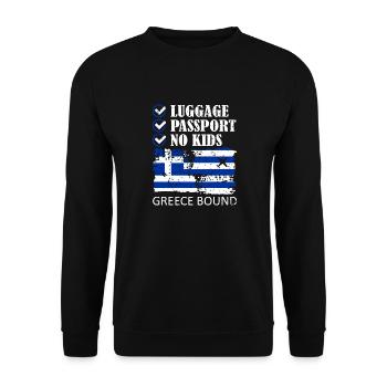 Passeport bagages Pas d’enfants Grèce Bound Holidays - Sweat-shirt Unisexe - noir - Devant - Alina (178cm) & Michal (187cm)