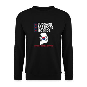 Luggage Passport No Kids South Korea Bound Vacation - Unisex Sweatshirt - black - Front - Alina (178cm) & Michal (187cm)