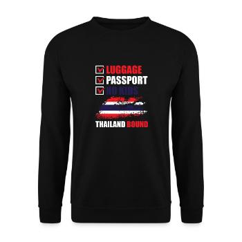Luggage Passport No Kids Thailand Bound - Unisex Sweatshirt - black - Front - Alina (178cm) & Michal (187cm)