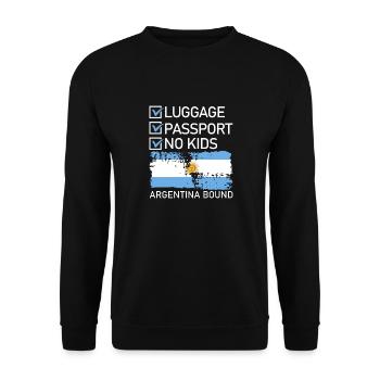 Luggage Passport No Kids Argentina Bound - Unisex Sweatshirt - black - Front - Alina (178cm) & Michal (187cm)