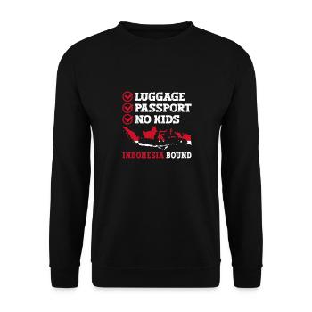 Passeport bagage Pas d’enfants Indonésie Bound Vacances - Sweat-shirt Unisexe - noir - Devant - Alina (178cm) & Michal (187cm)