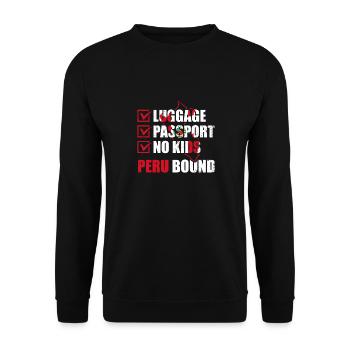 Luggage Passport No Kids Peru Bound Vacation Trip - Unisex Sweatshirt - black - Front - Alina (178cm) & Michal (187cm)