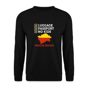 Luggage Passport No Kids Prague Bound Holiday Trip - Unisex Sweatshirt - black - Front - Alina (178cm) & Michal (187cm)
