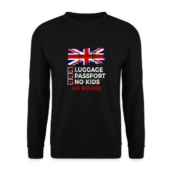 Luggage Passport No Kids Uk Bound Vacation Trip - Unisex Sweatshirt - black - Front - Alina (178cm) & Michal (187cm)