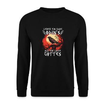 Hugin Munin | Wikinger Odin Raben | Wikinger - Unisex Pullover - Schwarz - Vorne - Alina (178cm) & Michal (187cm)