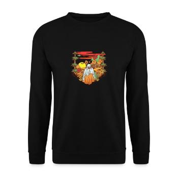 Gothic Forest Boo Ghost Spooky Season Mushroom - Unisex Pullover - Schwarz - Vorne - Alina (178cm) & Michal (187cm)