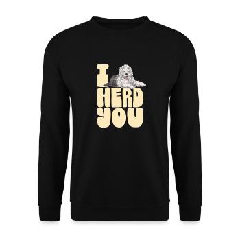 Vieux chien de berger anglais Sheepie Bobtail - Sweat-shirt Unisexe - noir - Devant - Alina (178cm) & Michal (187cm)