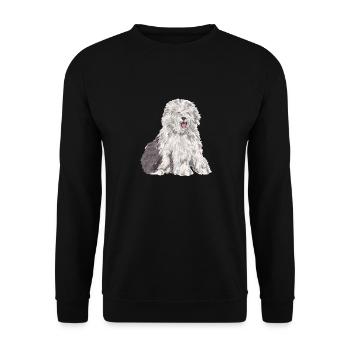 Old English Sheepdog Sheepie Bobtail - Unisex Sweatshirt - black - Front - Alina (178cm) & Michal (187cm)