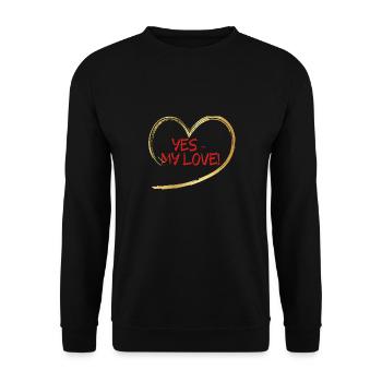 MY LOVE 3 - Unisex Pullover - Schwarz - Vorne - Alina (178cm) & Michal (187cm)