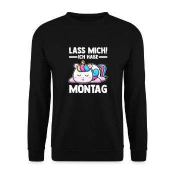Einhorn Lass Mich Ich Habe Montag - Unisex Pullover - Schwarz - Vorne - Alina (178cm) & Michal (187cm)