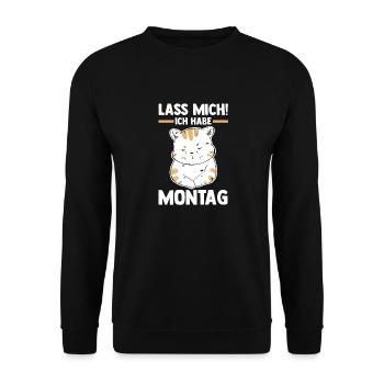 Katze Lass Mich Ich Habe Montag - Unisex Pullover - Schwarz - Vorne - Alina (178cm) & Michal (187cm)