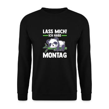 Pandabär Lass Mich Ich Habe Montag - Unisex Pullover - Schwarz - Vorne - Alina (178cm) & Michal (187cm)