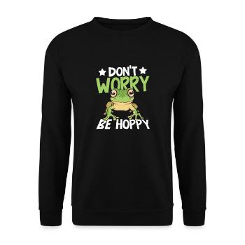 Crapaud amphibien Mignon grenouille Ne vous inquiétez pas Soyez houblonné - Sweat-shirt Unisexe - noir - Devant - Alina (178cm) & Michal (187cm)