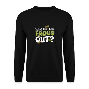 Funny Who Let The Frogs Out Amphibian Froggy Toad - Unisex Pullover - Schwarz - Vorne - Alina (178cm) & Michal (187cm)