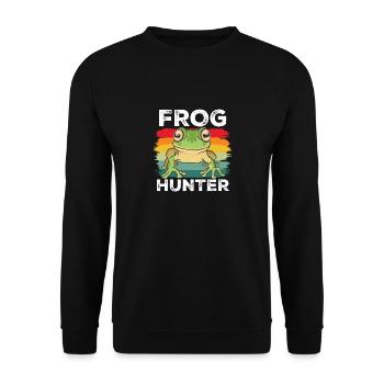 Vintage Frog Hunter Amphibian Herpetologist Retro - Unisex Sweatshirt - black - Front - Alina (178cm) & Michal (187cm)
