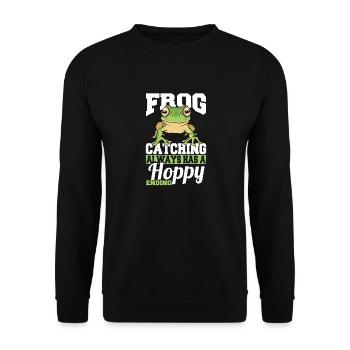 Amphibian Herpetologist Frog Catching Has A Hoppy - Unisex Pullover - Schwarz - Vorne - Alina (178cm) & Michal (187cm)