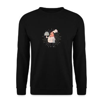 Tablier Cap Chef Foodie Lovers Cuisine - Sweat-shirt Unisexe - noir - Devant - Alina (178cm) & Michal (187cm)