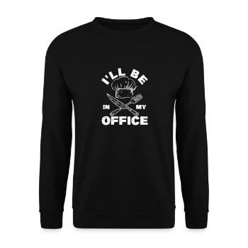 Je serai dans mon bureau Drôle de Chef Chef - Sweat-shirt Unisexe - noir - Devant - Alina (178cm) & Michal (187cm)