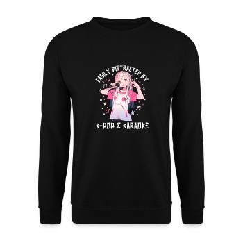 Juste une fille qui aime l’anime K-Pop et le karaoké - Sweat-shirt Unisexe - noir - Devant - Alina (178cm) & Michal (187cm)