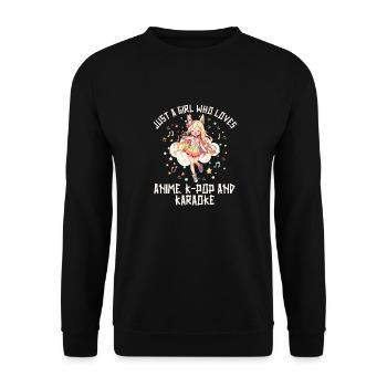 Juste une fille qui aime l’anime K-Pop et le karaoké - Sweat-shirt Unisexe - noir - Devant - Alina (178cm) & Michal (187cm)
