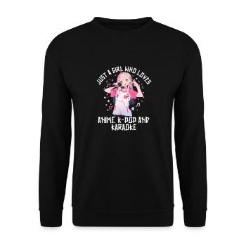 Juste une fille qui aime l’anime K-Pop et le karaoké - Sweat-shirt Unisexe - noir - Devant - Alina (178cm) & Michal (187cm)
