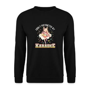 Facilement distrait par le karaoké - Sweat-shirt Unisexe - noir - Devant - Alina (178cm) & Michal (187cm)