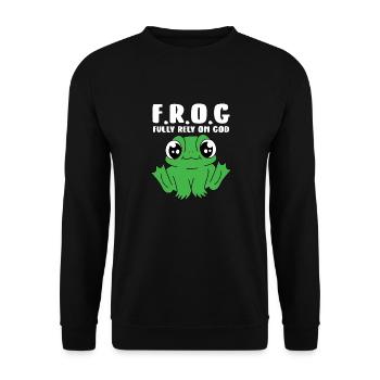 Cute Fully Rely On God Amphibian Herpetologist Fro - Unisex Pullover - Schwarz - Vorne - Alina (178cm) & Michal (187cm)