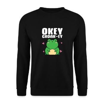Okey Croakey Mignon Amphibien Herpétologiste Grenouille Lov - Sweat-shirt Unisexe - noir - Devant - Alina (178cm) & Michal (187cm)
