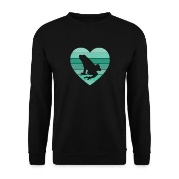 Retro Herpetologist Amphibian Frog Vintage Heart - Unisex Sweatshirt - black - Front - Alina (178cm) & Michal (187cm)