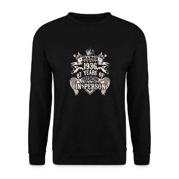 Chambres d’anniversaire pour hommes pour Bélier 87 ans Légendaire - Sweat-shirt Unisexe - noir - Devant - Alina (178cm) & Michal (187cm)