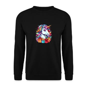 Christmas Gifts with Unicorn Christmas Theme - Unisex Sweatshirt - black - Front - Alina (178cm) & Michal (187cm)