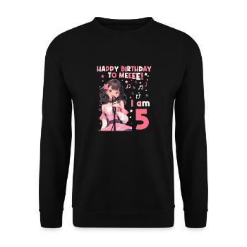 Anime Mandga K-Pop KPop Mädchen 5. Geburtstag - Unisex Pullover - Schwarz - Vorne - Alina (178cm) & Michal (187cm)