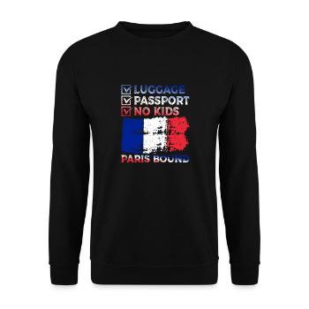 Luggage Passport No Kids France Bound Holidays - Unisex Sweatshirt - black - Front - Alina (178cm) & Michal (187cm)
